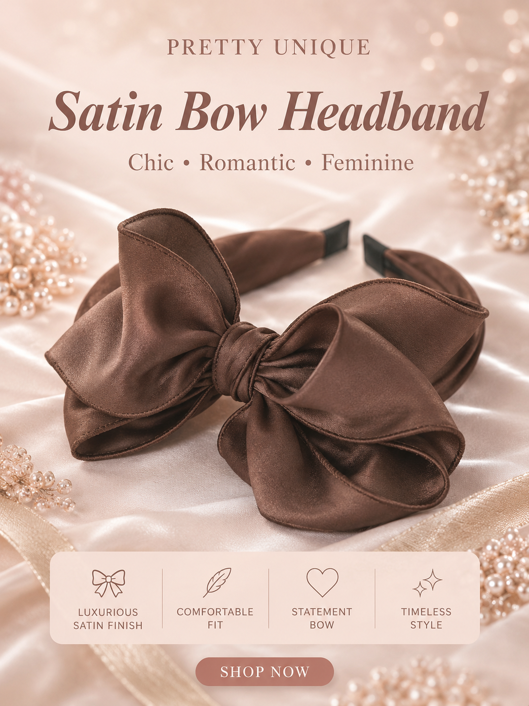 Chocolate Brown Satin Headband